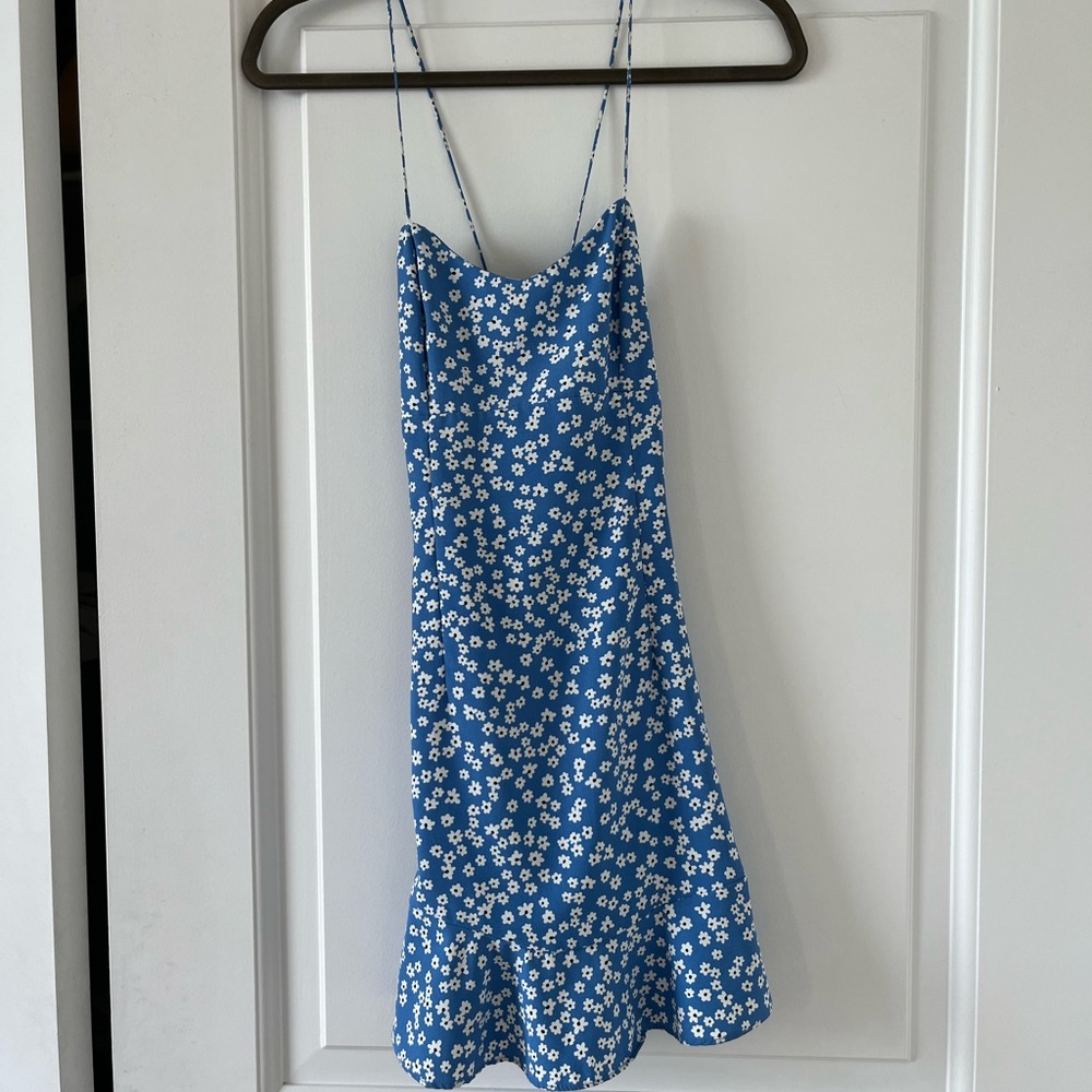 Zara Blue Floral Strappy Mini Dress